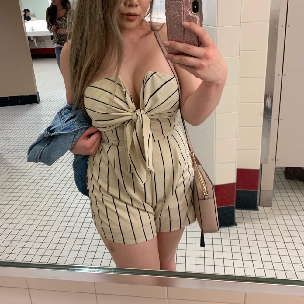 Strapless Striped V-Wire Romper